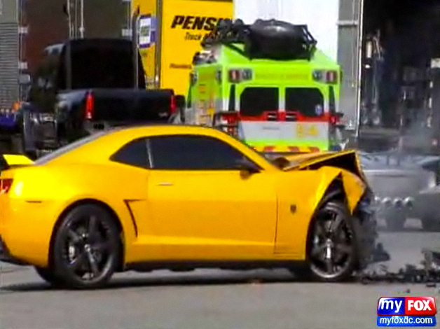 DC Police Vehicle hits Camaro from Transformers 3