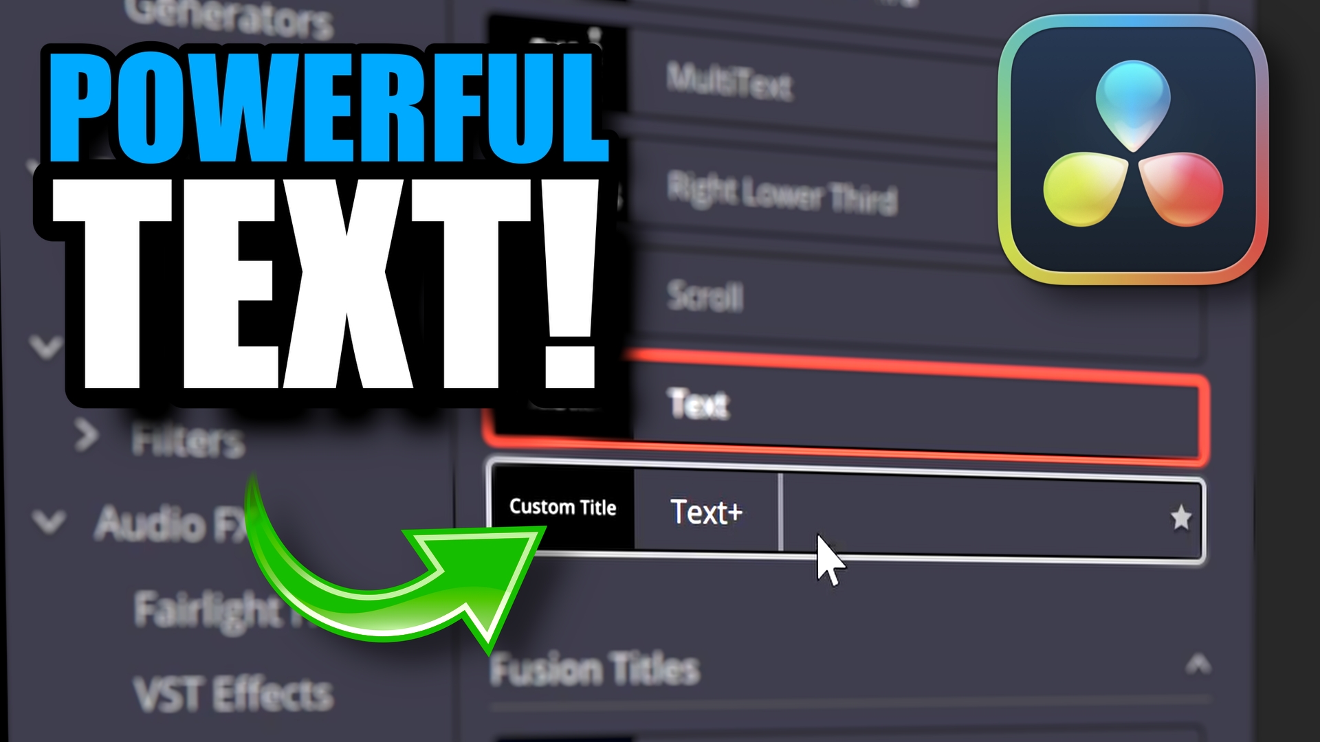 Make better TEXT EFFECTS with the Text+ Title in Davinci Resolve 20!